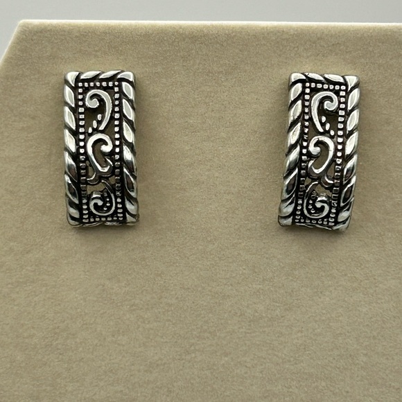 Brighton Vintage Post Earrings Curved Rectangle Studs Silver Plated No Backs - Picture 5 of 9